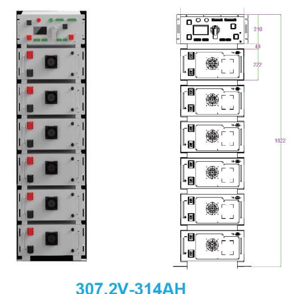 LOVSUN 32 - 224 kWh LiFePO4 modulaarne kõrgepinge energiasalvestussüsteem – 96 kWh