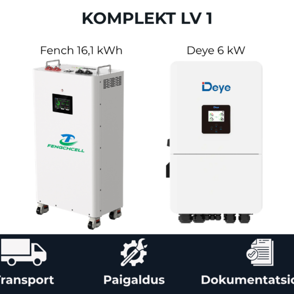 Komplekt LV 1 Fench 16.1 kWh akusalvesti ja Deye 6 kW inverter