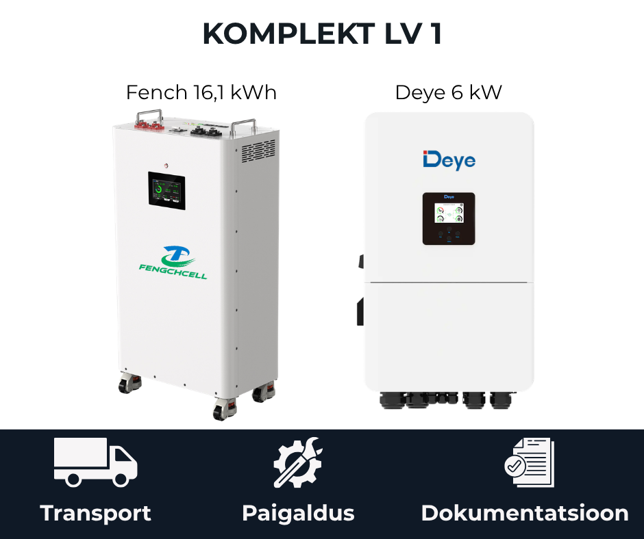 Komplekt LV 1 Fench 16.1 kWh akusalvesti ja Deye 6 kW inverter