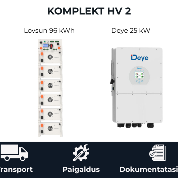 Komplekt HV 2 Lovsun 96 kWh akusalvesti ja Deye 25 kW inverter