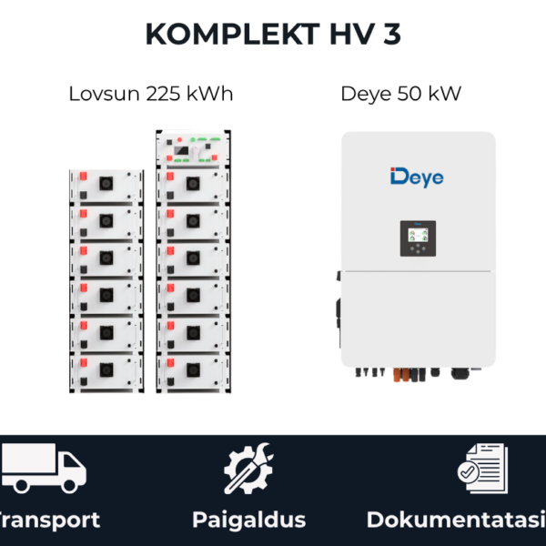 Komplekt HV 3 Lovsun 225 kWh akusalvesti ja Deye 50 kW inverter